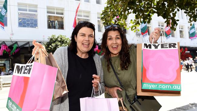 Steph Semmens and Michelle Vasi join in the shopping frenzy. Picture: Josie Hayden