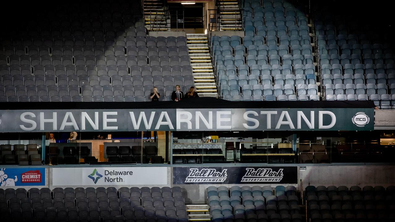 Warne’s children unveil the sign. Picture: Jason Edwards