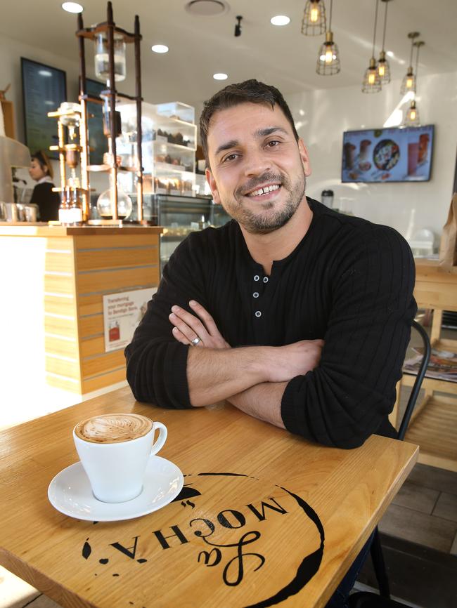 Former tradie Erkan Senyucel started up La Mocha in December 2015 to offer Springfield first class coffee. Picture: Patria Jannides