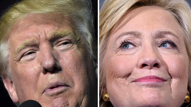 Donald Trump and Hillary Clinton face off on Tuesday AEST. Picture: AFP.