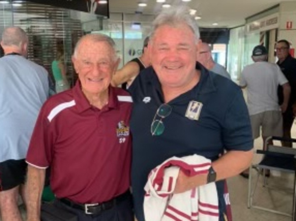 Former Manly boss Ken Arthurson with Graham Eadie. Eadie is fighting bacterial meningitis and the after-effects of a stroke.