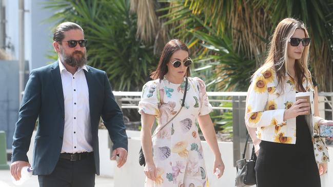 Danielle Carroll (centre), Ms Wilkinson’s sister, gave evidence the 27-year-old never told her about alleged abuse by Johnston until 2021. Picture: NewsWire / Richard Gosling