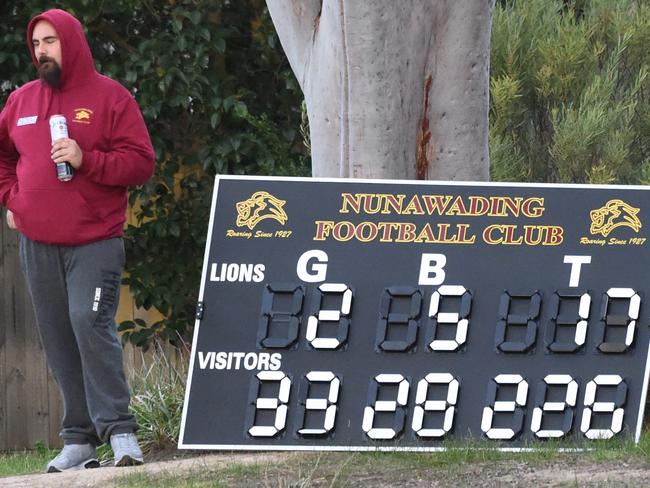 The Nunawading Lions scoreboard attendant will be hoping for a more balanced role this year. Picture: Tony Gough