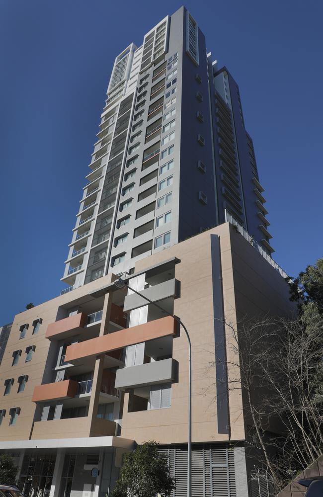 The high-rise apartment building at 29 Hunter Street in Parramatta is clad in combustible materials.