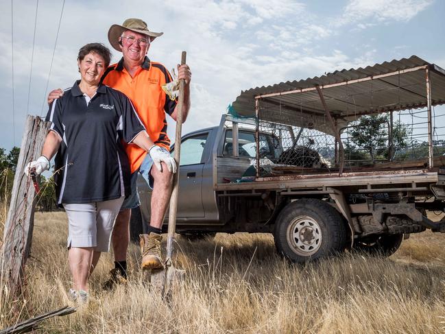 BlazeAid founders Kevin and Rhonda Butler.News Corp has given BlazeAid $250,000 to buy 10 equipment trailers. Picture: Jake Nowakowski