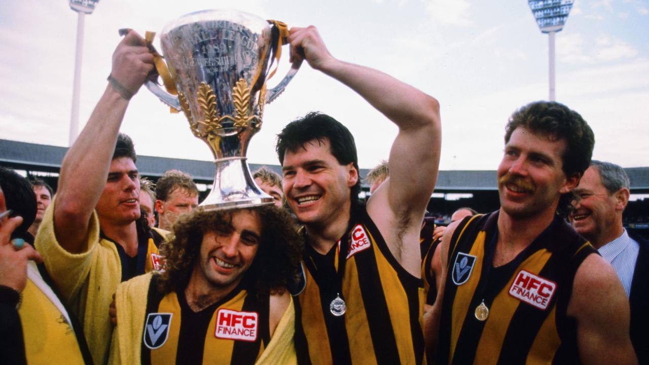 Platten won four premierships with Hawthorn, including this victory over Melbourne in 1988.