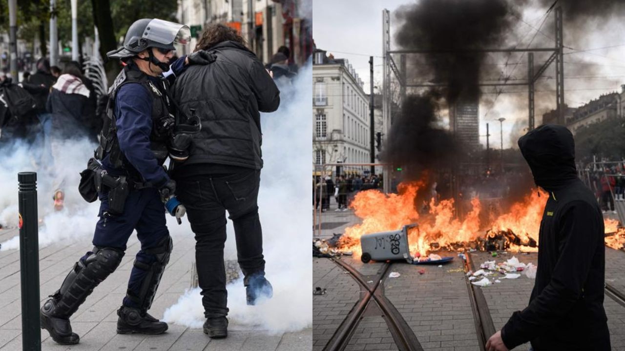 France has erupted over plans to lift the retirement age. Pictures: AFP