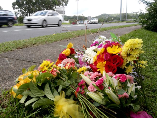 Family and friends left flowers at the scene where Ashleigh Humphreys died.