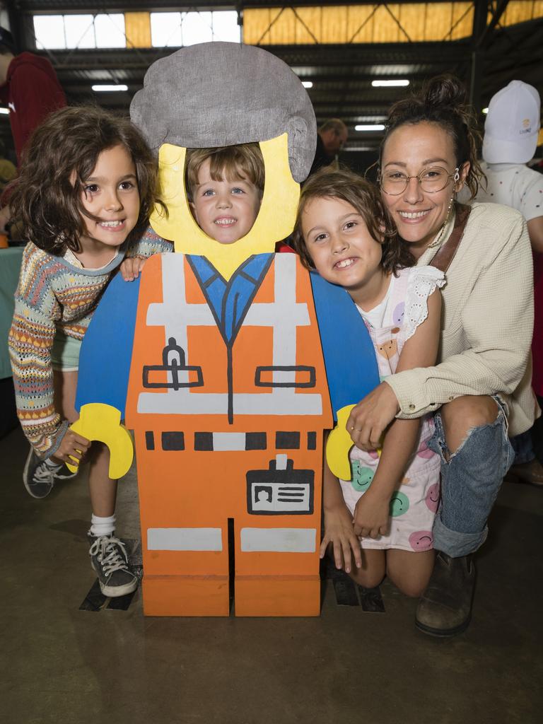 Melanie Hinds with her kids (from left) Lluvia, Vincent and Gabriella Hinds in the Lego Brick Events area at the Toowoomba Royal Show, Saturday, April 1, 2023. Picture: Kevin Farmer