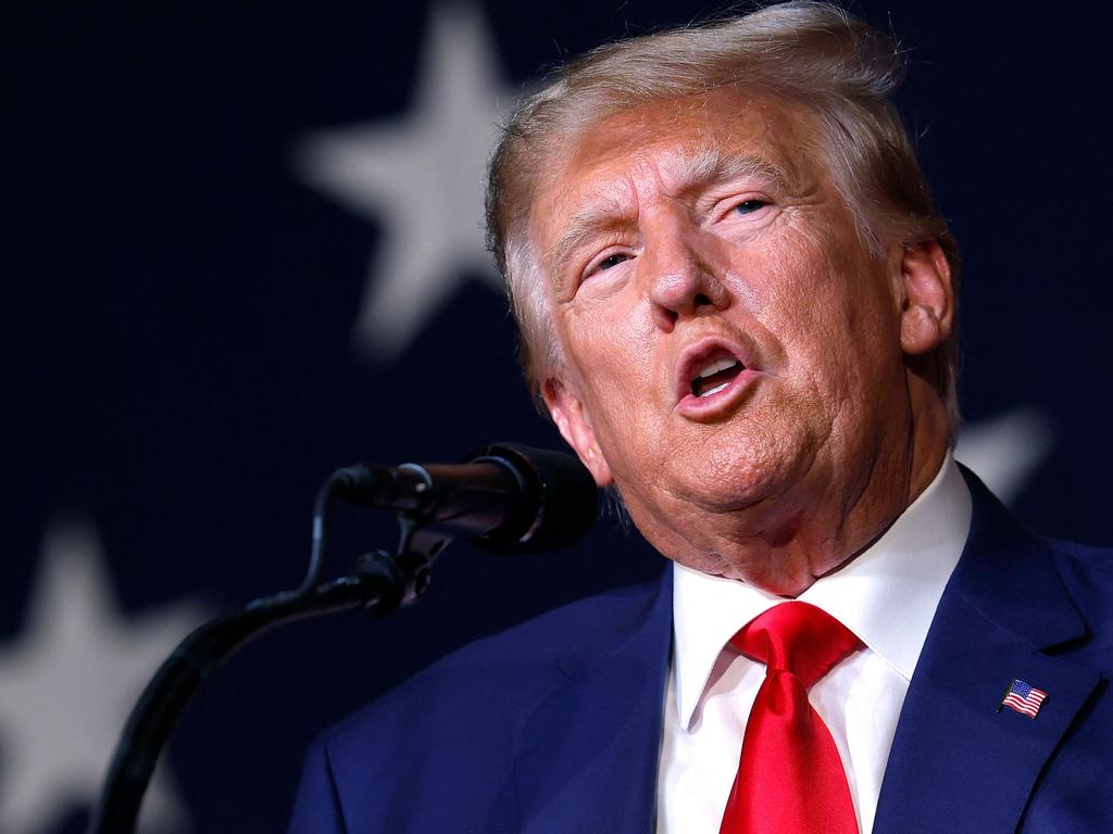 Former US president Donald Trump delivers his speech at the Columbus Convention and Trade Centre. Picture: Getty Images via AFP