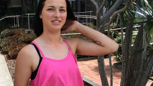 Maddison Paige Brown, 19, leaves Maroochydore Watch House after being sentenced for retaliating against a witness in an attempted murder case.