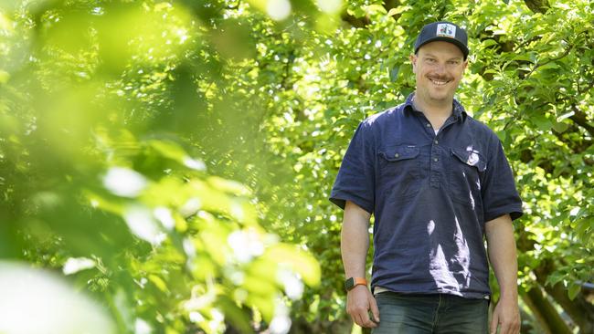 Mitchell is an orchardist in the Goulburn Valley. Picture: Zoe Phillips