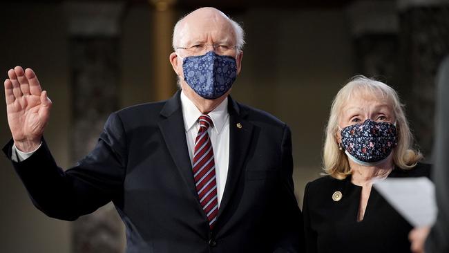 Senator Patrick Leahy with his wife Marcelle Pomerleau. Senator Leahy will preside over the impeachment trial. Picture: AFP.