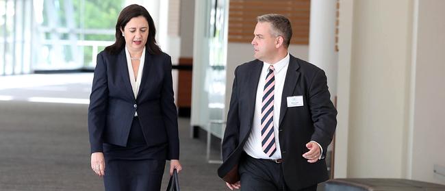 Gold Coast Central Chamber of Commerce President Martin Hall, pictured with Premier Annastacia Palaszczuk, has succeeded in a controversial change of name for the chamber. Picture: Richard Gosling