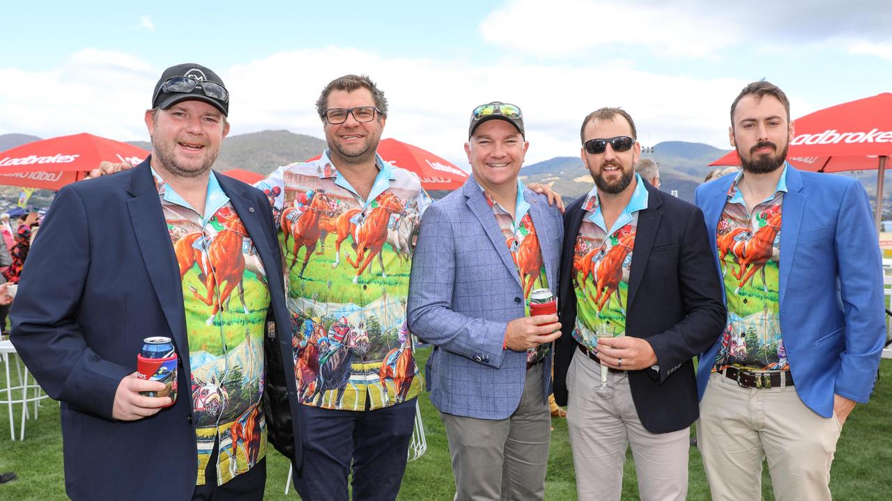 Dan Jack, Peter Turner, Martin Williams, Nick Shaw, Luke Smith at the Hobart Cup Day. Picture : Mireille Merlet