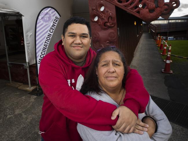 Cynthia Tubby and son Raymond Rudolph received the Pfizer jab at the Manurewa marae in South Auckland. Picture: Brett Phibbs