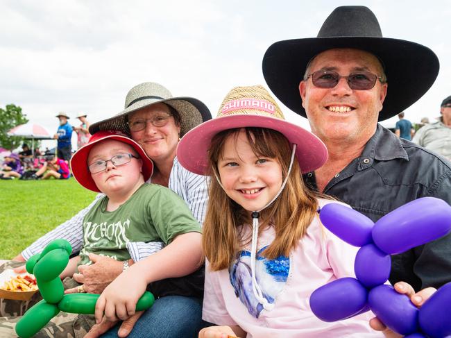 At Wellcamp Airport 10th anniversary community day are (from left) Tom, Vivienne, Shelby and Craig Formica, Sunday, November 10, 2024. Picture: Kevin Farmer