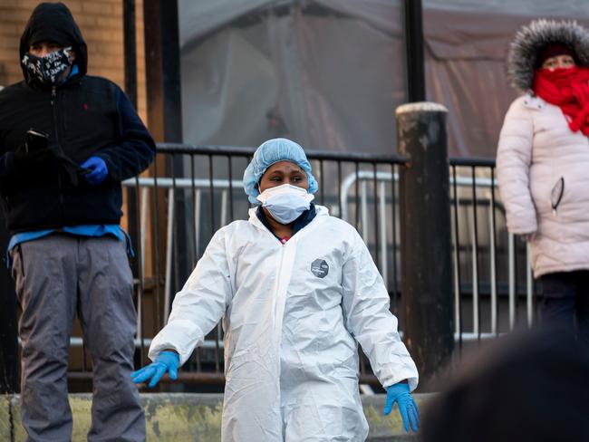 A medical worker at Elmhurst Hospital in New York. Picture: AFP