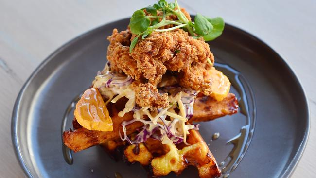 Winter Malvern’s famed fried chicken waffles. Picture: Nicki Connolly