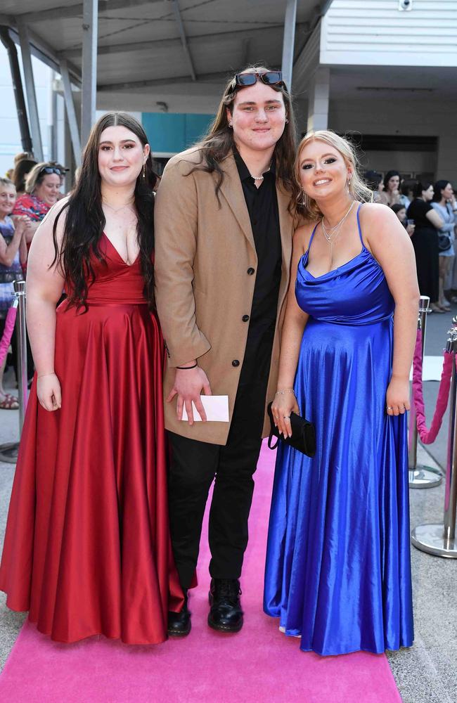 Bonneigh Topp, Isaak Rosetta and Kybey James at Meridan State College formal. Picture: Patrick Woods.