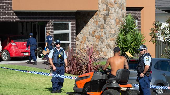 Police outside the home of the altercation in Harrington Park. Picture: Monique Harmer