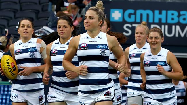 Thompson has become an AFLW forwards coach for Geelong. Picture: Kelly Defina