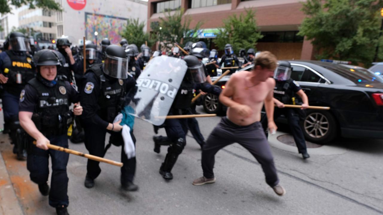 Protesters chanted, ‘Say her name! Breonna Taylor!’ Picture: Jeff Dean/AFP