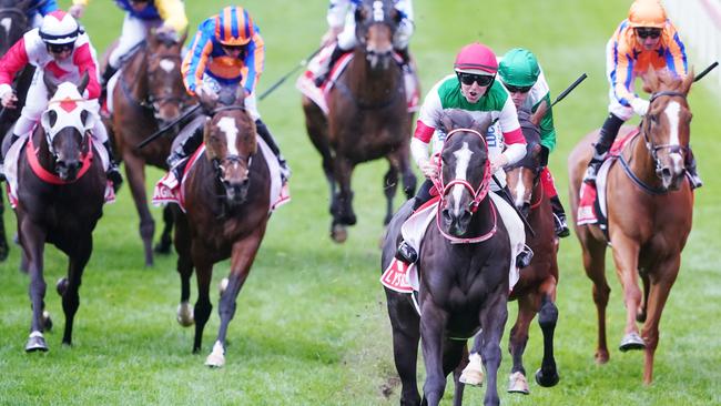 Jockey Damian Lane produced a cool ride on Lys Gracieux in the Cox Plate. Picture: AAP