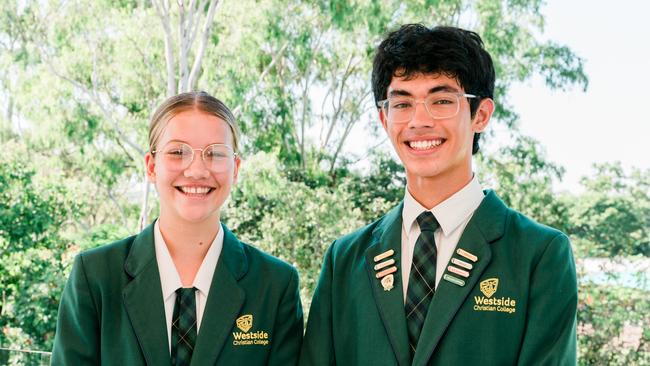 Westside Christian College captains Eve Tynan and Anthony Siddel. Picture: Contributed