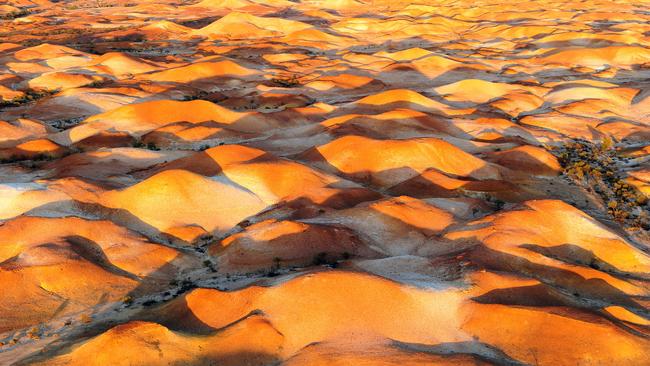 The Painted Hills, a rocky formation that rears up out of the desert northeast of Coober Pedy. Picture: Mark Brake