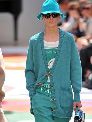 A model presents a creation during the Burberry Prorsum.