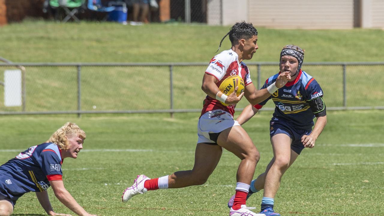 Mereki Warradoo flaying for the Connell Challenge Dolphins earlier in the year. Picture: Nev Madsen.