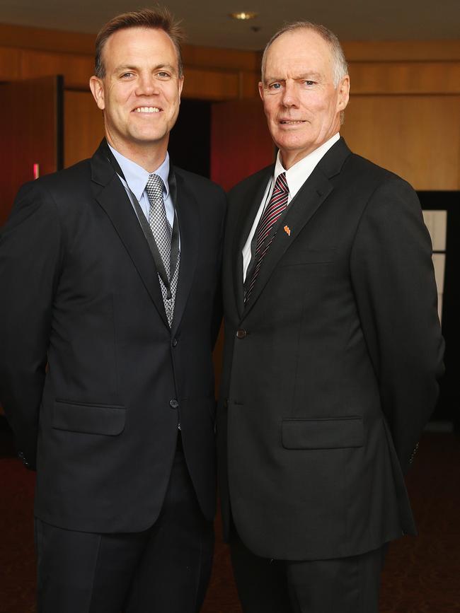 Stephen Chappell with his father, former Australian Test cricket team captain Greg Chappell. Picture: Tara Croser