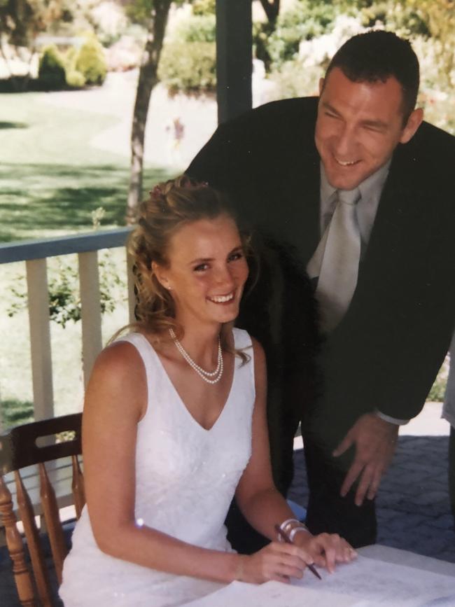 Monica and Mark Sandercock on their wedding day. Picture: Supplied