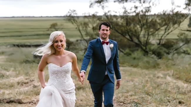 <s1>BRIDAL MARCH: Lauren and James Venning. </s1>Picture: Andrea Laube