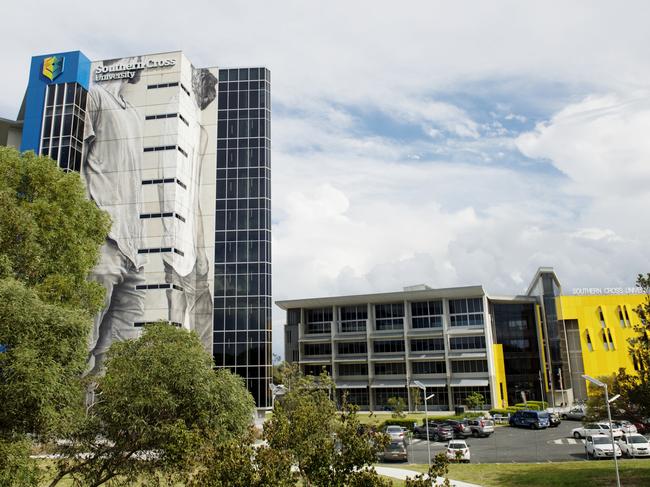 Mural on Building B Gold Coast Southern Cross University campus completed in April 2018 by Guido van Helten.