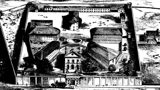 A birds-eye view of the jail from the Illustrated Sydney News, November 1866.