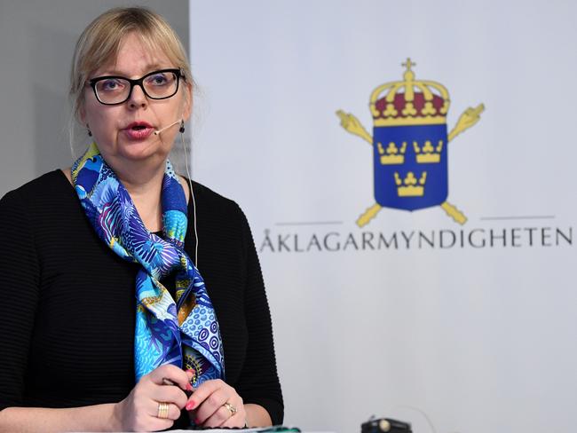 Deputy Director of Public Prosecution, Eva-Marie Persson speaks during a press conference on the development of the case of WikiLeaks founder Julian Assange. Picture: AFP