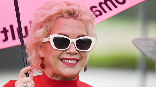 Kellie-Jay Keen at a rally at Parliament house in Canberra in March. Picture: NCA NewsWire / Martin Ollman