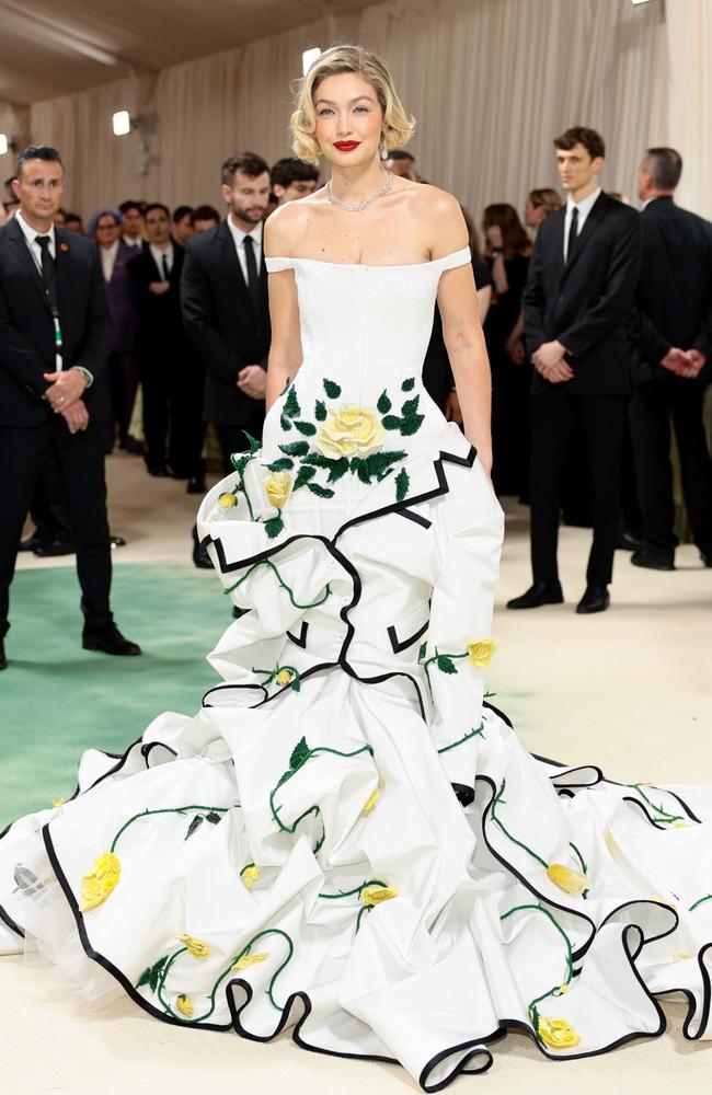 Gigi Hadid dressed in Thom Borne attends The 2024 Met Gala. Picture: Getty Images