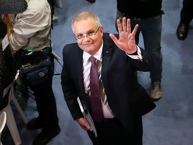 BUDGET LOCK UP 2018 - Treasurer Scott Morrison in Budget Lock up at Parliament House in Canberra. Picture Kym Smith