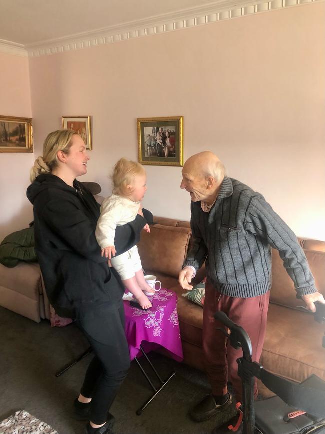 Vasile Bagu (right) with granddaughter Brigitte and great grandson Hunter.