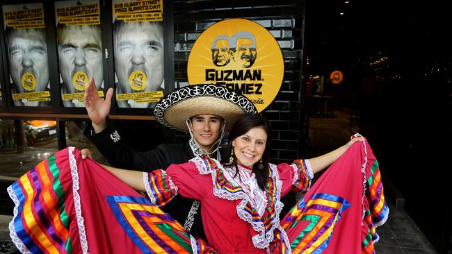 Julie Berdugo and Sebastian Lopez at a Guzman Y Gomez store opening. Picture: Mark Calleja