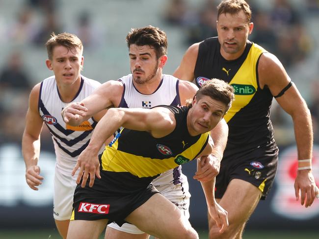 Liam Baker now has to consider a move to Fremantle. Picture: Michael Willson/AFL Photos via Getty Images