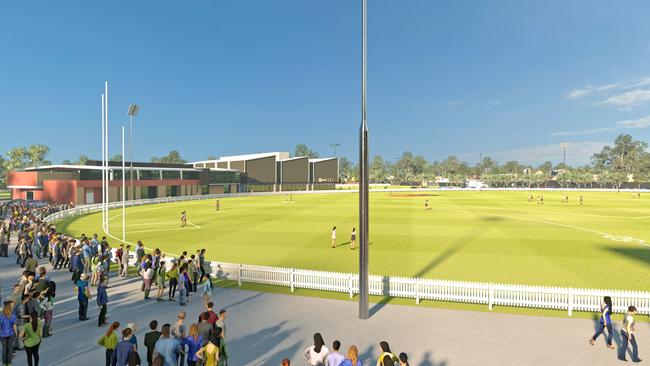 Artist impressions of Port Adelaide's redeveloped Alberton headquarters, where te AFLW team would play its home games. Pictures: Supplied