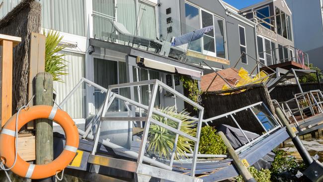 Three balconies came tumbling down due to a crack in the seawall. Picture Jay Town