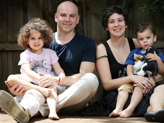 Elena Cantelli and Michele Pavin with son Eduardo, 2 and Arianna, 3. Picture: Michael Klein