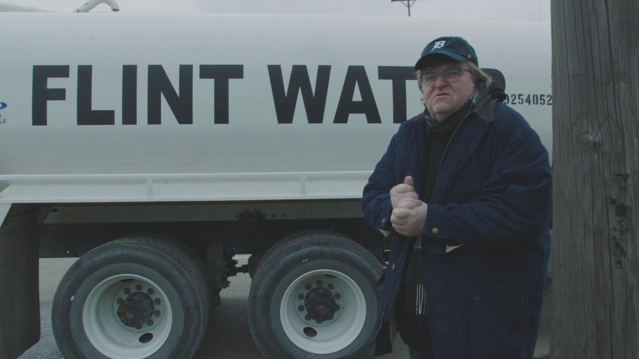 Director Michael Moore in a scene from his 2018 documentary film Fahrenheit 11/9.