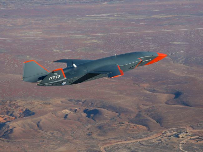 MQ-28A Ghost Bat pictured during flight testing at Woomera, South Australia..