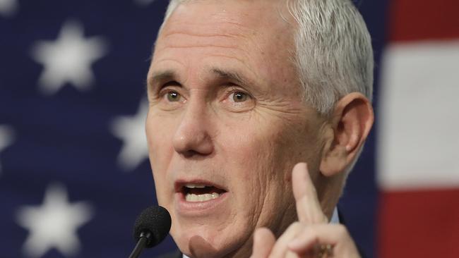 Republican vice presidential candidate Mike Pence said there’s evidence implicating Russia in the email hacks. Picture: AP Photo/Darron Cummings